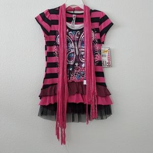 NWT Girls Short Sleeve shirt w/ scarf
